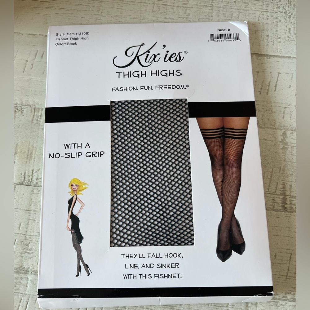 Thigh high black fishnets